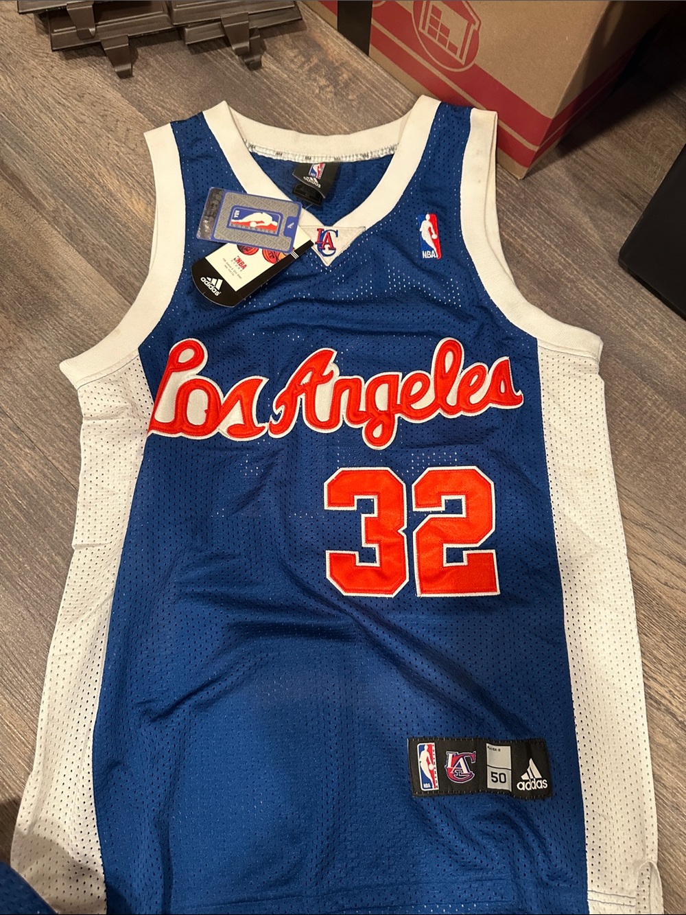 Signed Griffin adidas Blue and White Los Angeles Basketball Jersey #32